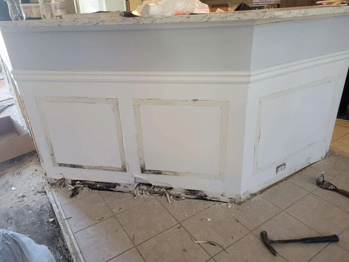 Water damage and mold on kitchen during Storm Damage Restoration in Elkridge